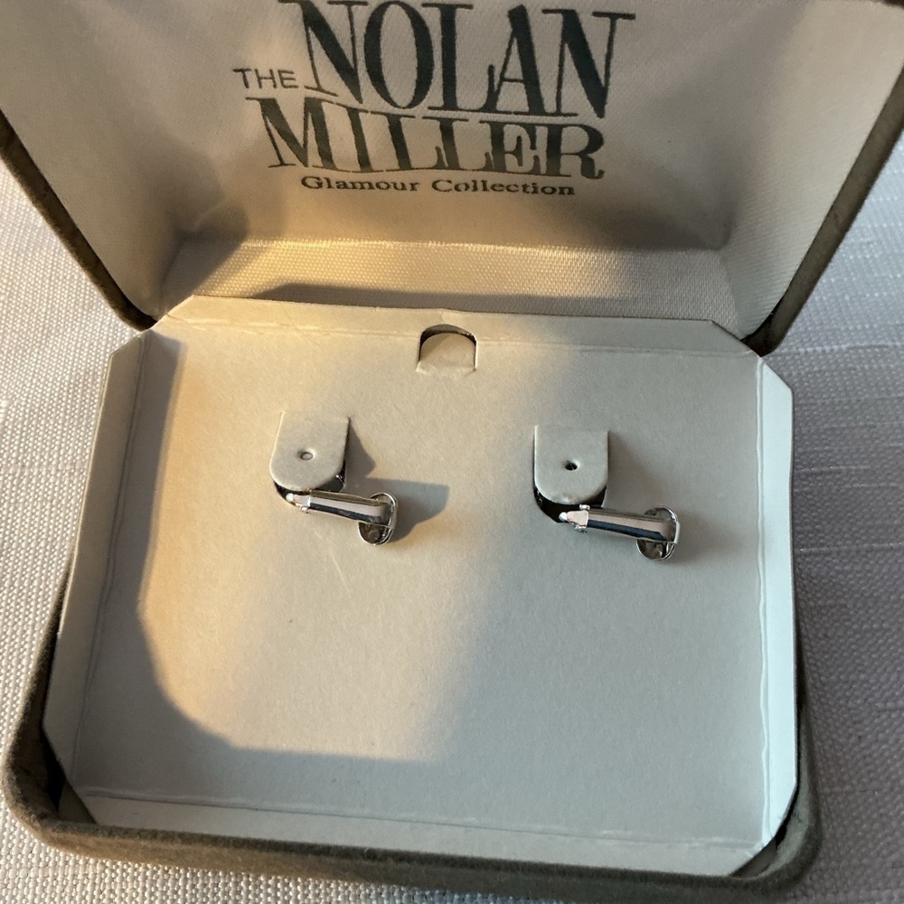 Nolan Miller Silver Tone Glamour Collection Swirl Earrings. - Picture 2 of 7